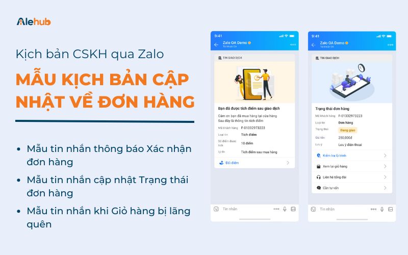 Mẫu kịch bản chăm sóc khách hàng qua Zalo Cập nhật về đơn hàng